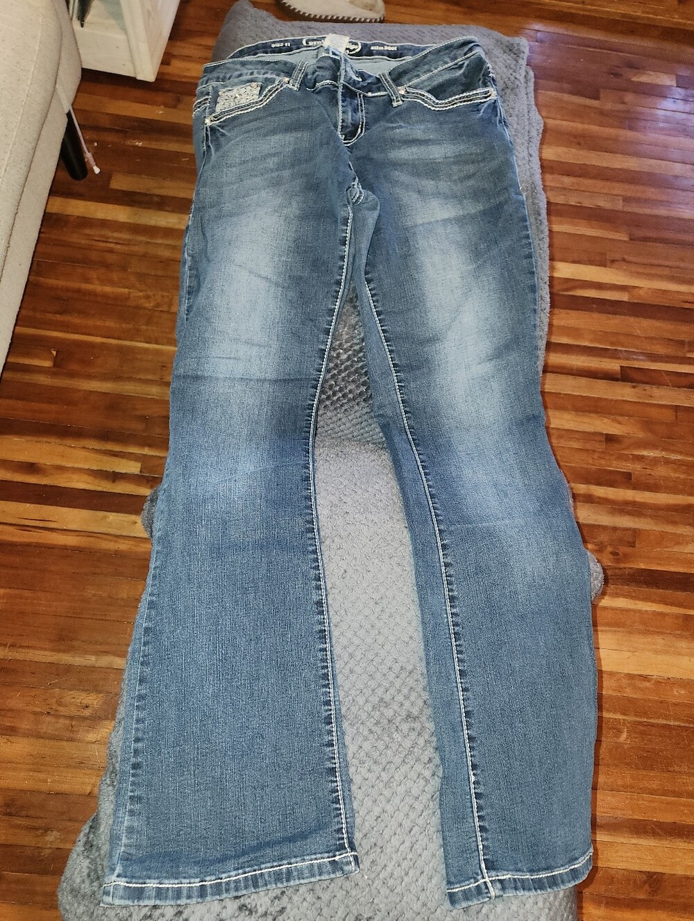 Project Indigo Jeans Size 11 Bootcut Rhinestone Embroidered Y2K Western Denim